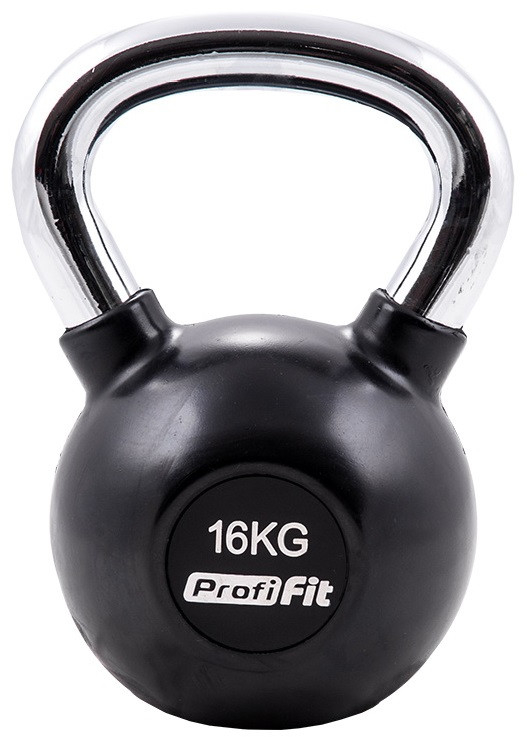 Гиря обрезиненная с хромированной ручкой Profi-Fit, 16 кг