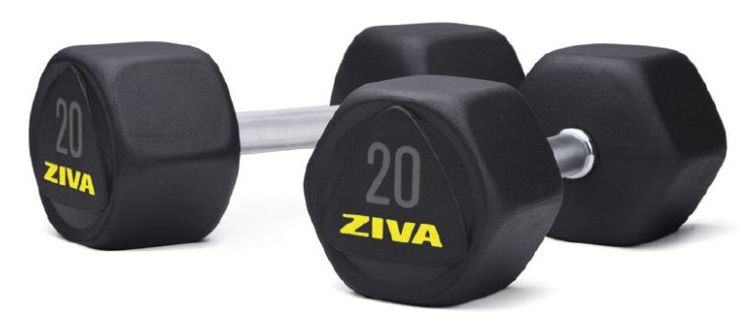Набор обрезиненных гексагональных гантелей Ziva премиум 42-50 кг (5 пар)