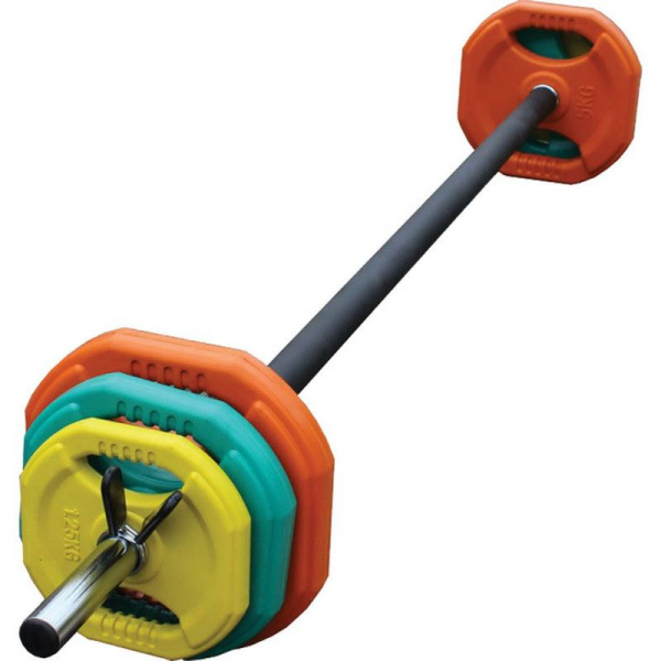 Штанга для аэробики и обрезиненные диски по 2 шт (1,25-2,5-5 кг) PROFI-FIT