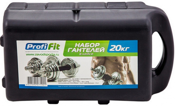 Набор гантелей Profi-Fit 20 кг в кейсе
